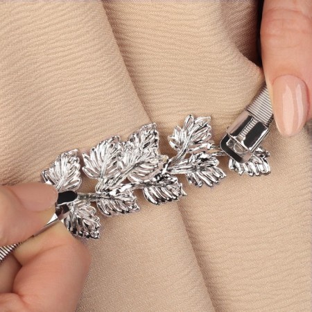 Picking for curtains "Branch", 8 × 2.5 cm, 23.5 cm, silver color-3