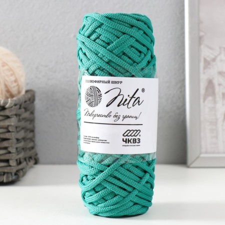 Knitting cord 100% polyester, width 4 mm 50m (emerald)-3