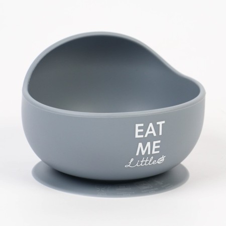 Set for feeding: bib, plate on a suction cup, spoon, m & b, gray-8