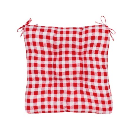 Pillow on the chair of the check, size 40x40 cm, red color-1
