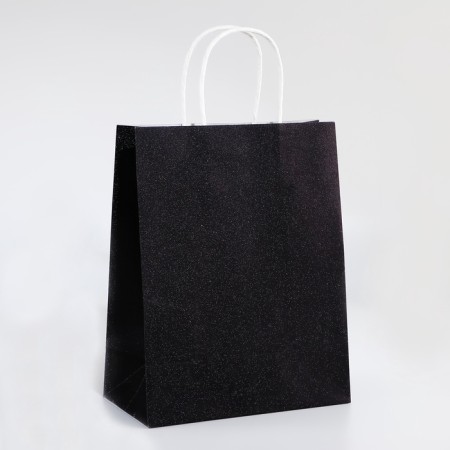 Paper gift package with glitter black, 21 x 11 x 27 cm