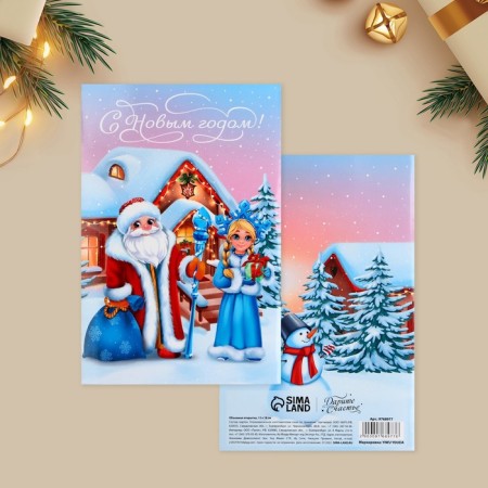 Volume postcard "Santa Claus and Snow Maiden", 12x 18 cm, New Year-5