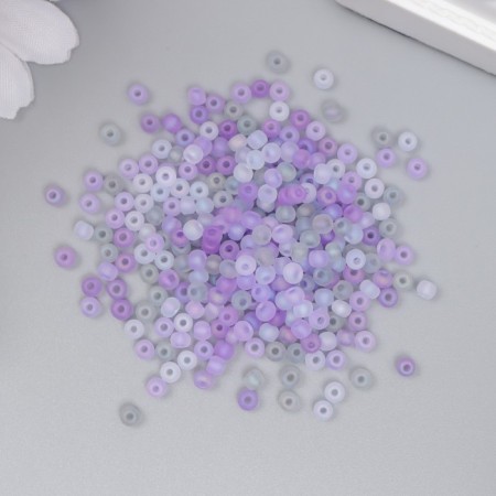 Glass 8/0 "Matte translucent. Melange gray-violet" 10 g