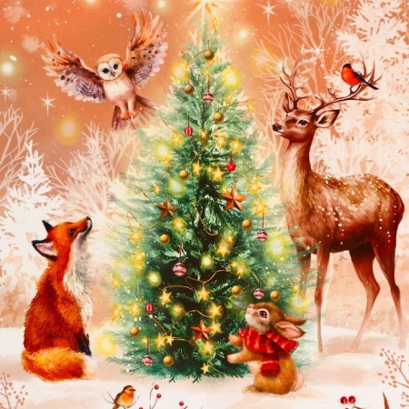 New Year. Bag-Korobok Gift New Year's "Beasts in the Forest", 23 x 16 x 11 cm.-2