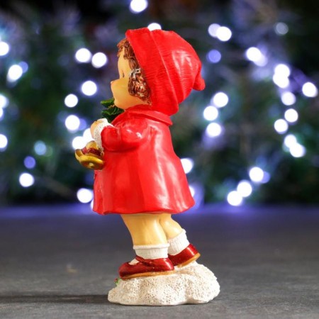 New Year's figure "Girl with bells" Red, 7x7x17cm-1