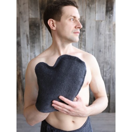 Set for male bath: hat, mittens, kilt, size 65x130 cm gray-1