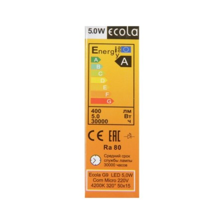 LED LED Ecola Corn Micro, G9, 5 W, 4200 K, 320 °, 50x15 mm, daytime white-3