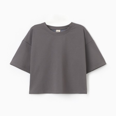 T-shirt shortened female Minaku Oversize Fit: Graphite Color, Rr. 48-8