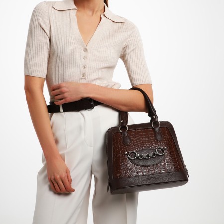 Female Bag Textura, Tout, Middle Size, Brown color