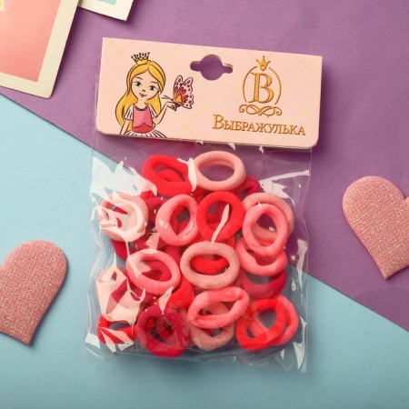 Hair elastic band “Chosenka” (set 30+-1 pcs) Assorted, D-1,4 cm, pink-1