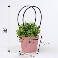 Flower bag pink moisture-resistant, 12x12-8x8-12.5 cm