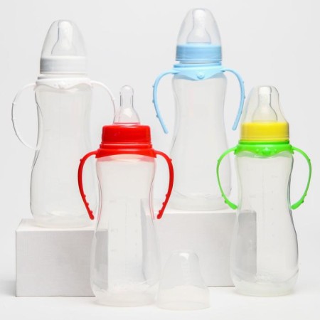 A bottle for feeding, a classic throat, 250 ml., From 0 months, fitted, with handles, color mix-1