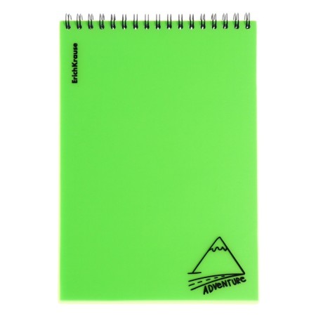 Notepad on spirals A5, 80 sheets, cage, Erichkrause "Motion", plastic cover silk -screen covers, Bellar Belica Block 100%, Green
