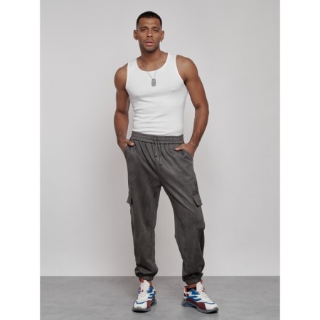 Joggers are sports male, size 50, gray color-16