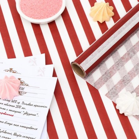 Siliconized “stripes”, burgundy paper, for baking, 0.38 x 5 m-1