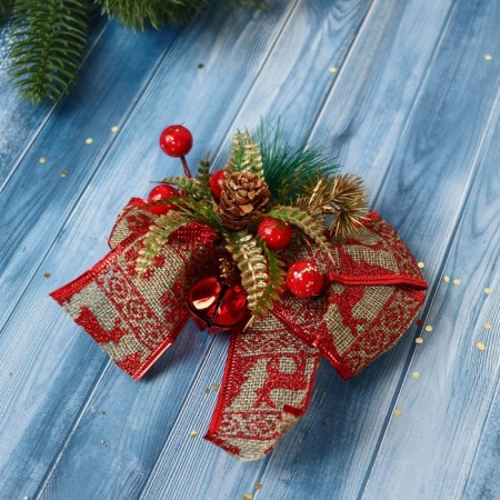 Jewelry jewelry "spruce composition" (set 2 pcs) Bant with print, 12x11 cm, red-1