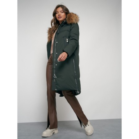 Coat insulated winter female, size 46, dark green color-13
