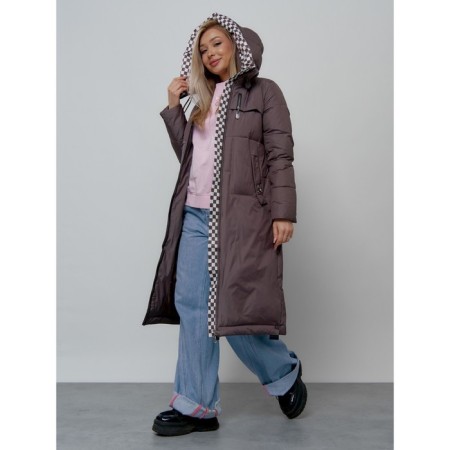 Coat insulated female, size 42, dark brown color-11