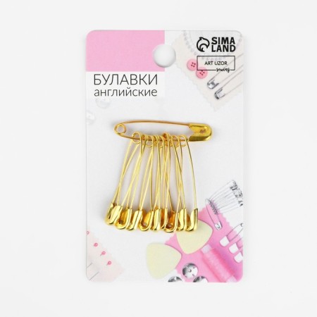 English pins, 31 mm, 10 pcs, gold color-3