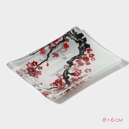 A set for sushi from glass “Pagoda”, 3 objects: saucepan 8 × 2 cm, 8 × 6 cm, stand 25 × 15 × 2 cm-6