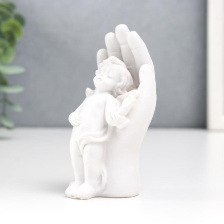 Suvenir Polystone "Snowty Angel leaned against his palm" 9x4.5x3.5 cm-3