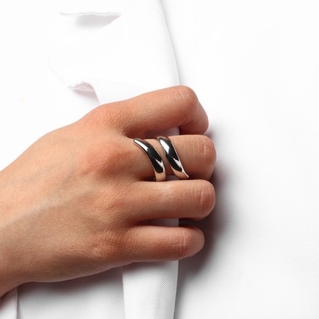 Ring metal "Trend" curl, silver color, size 18-3