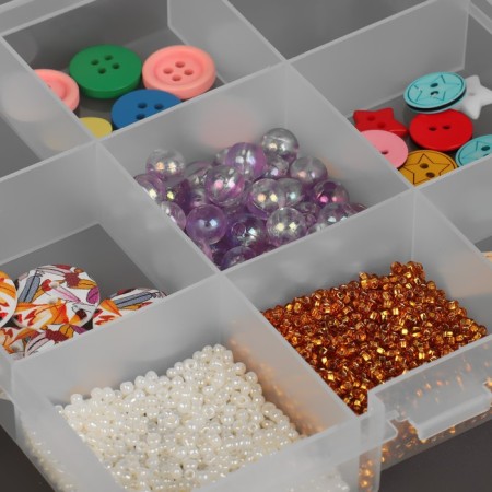 Organizer for storing trifles, 13.5 × 13.7 × 2.3 cm, the color is transparent-1