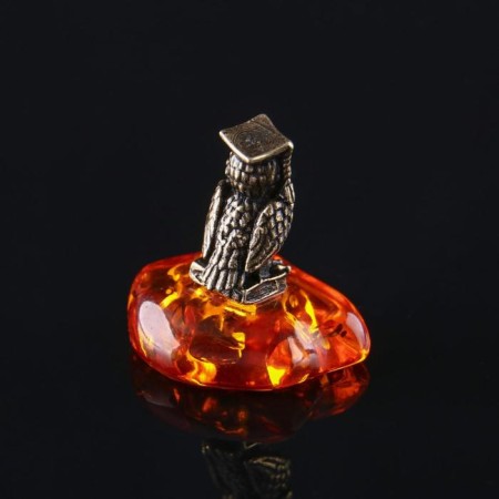 Souvenir "Obashka", Brass, Amber Smole, 1.7x0.7x0.9 cm-2