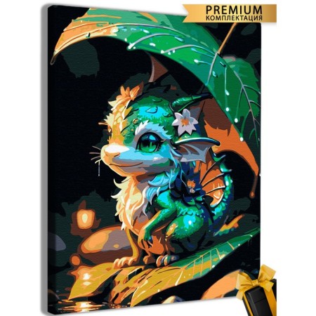 Picture on the numbers "Dragon under the leaf"