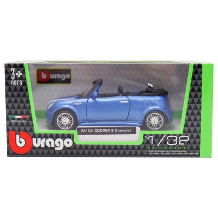 BBURAGO Mini Cooper S Cabriolet, Die-Cast, 1:32 machine, blue with print-3