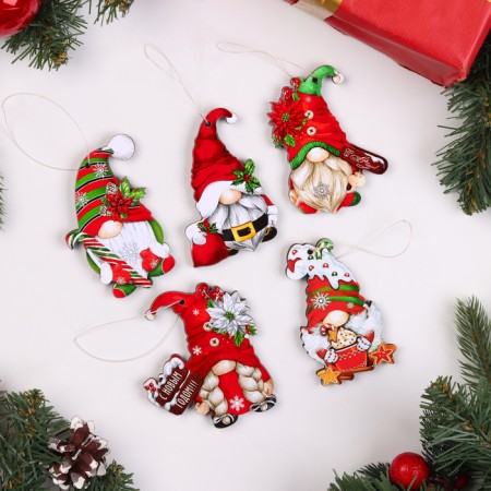 A set of Christmas tree toys "Gnome", 5 pcs, bilateral