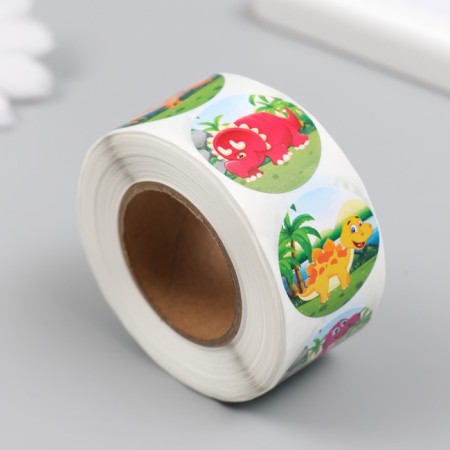 Stick Paper "Dinosaurs in the jungle" d = 2.5 cm 500 pcs in a roll 3x6.5x6.5 cm-1