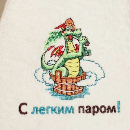 A cap for a bath with embroidery "with a light steam! Dragon", felt-1