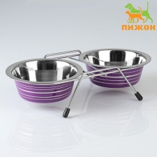 A set of 2 colored bowls on a stand, 2 x 350 ml