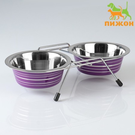 A set of 2 colored bowls on a stand, 2 x 350 ml