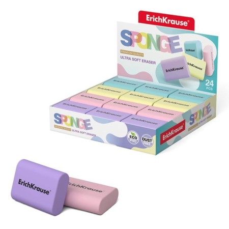 Eraser Erichkrause Sponge 37 x 33 x 15 mm, mix, price 1 pc