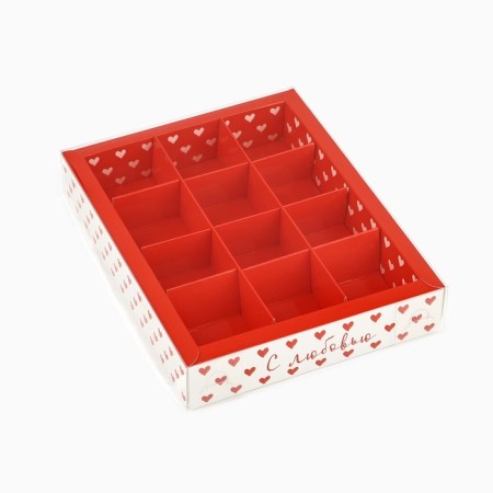 Box for 12 sweets with cells “With Love”, 14.5 x 18.5 x 3 cm