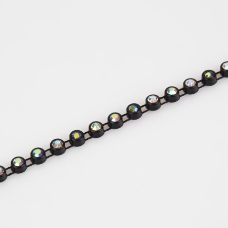 Rhinestones on threads, with holography, 4 mm, 9 ± 1 m, black color-2