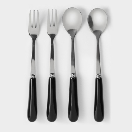 Swan stands for cutlery, 5 items: stand 9 × 6.5 × 16.5 cm, 2 spoons, 2 forks, black color black-3