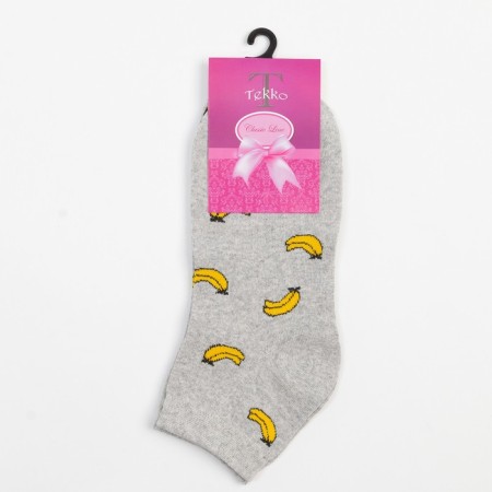 Women's socks "Banans", gray color, size 23-25-4
