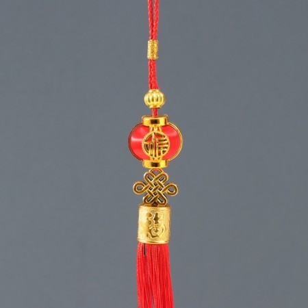 Plastic suspension, textiles "Chinese flashlight with a knot of happiness" red 3x3x31 cm-2