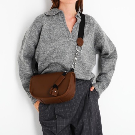 Cross-Bodi Bag on a zipper, brown color-7