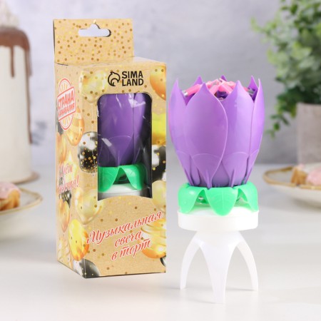 Candle for the cake musical "Tulip", spinning, purple, 14.5 × 6 cm-3