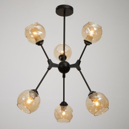Chandelier 76801/6 6x60W E27, black/amber, 66x66x65 cm