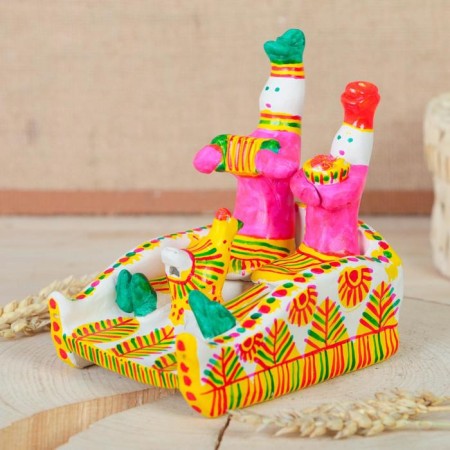Filimonovskaya toy "A couple on a sleigh"-5