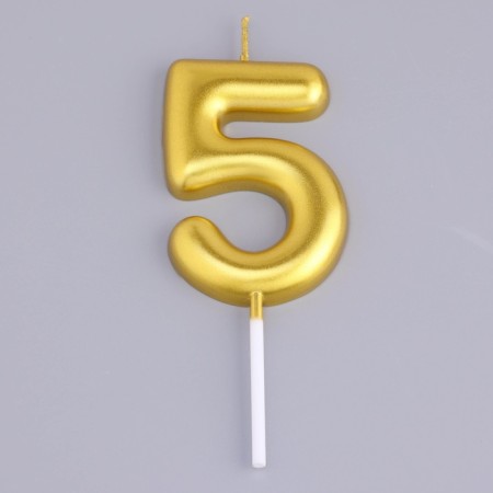 Candle in the Cake "European", number "5", 6 cm, gold-2