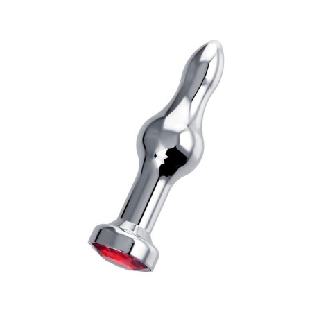 Anal traffic jam, metal, silver, with a crystal of ruby ​​color, 10 cm, D 2.8 cm, 75 g-1