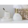 Savanna Stone bathroom accessories set, 4 items (soap dish, soap dispenser, 2 glasses), white color