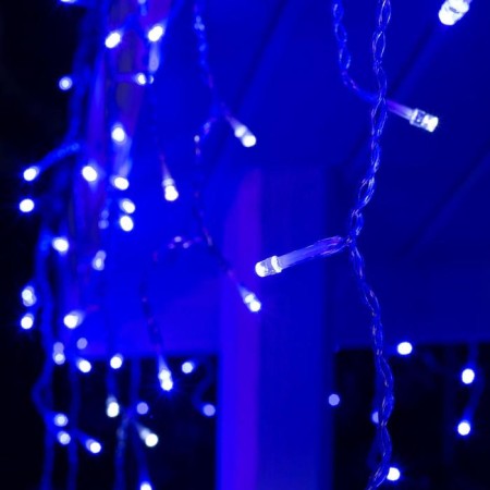 Garland "fringe" 4 × 0.6 m, IP44, transparent thread, 180 LED, glow blue, white flicker, 220 V-3