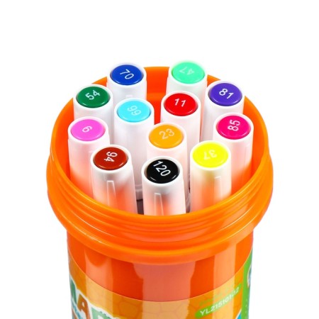 A set of markers, bilateral, cysteres/bulletvid tips, 12 colors, in a plastic tube-2